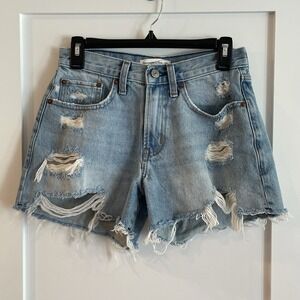 Abercrombie Fitch Womens High Rise Mom Shorts Curve Love Size 24 / 00 Distressed